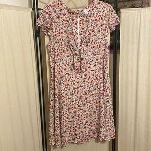 NWT Target xhilaration floral dress with peephole tie at bust; lining underneath